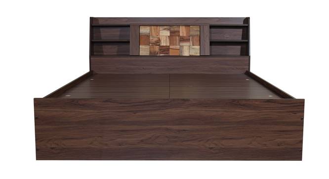 Timber Queen Engineered Wood Bed Design 2 (Walnut Finish, Brown, Queen Bed Size, Box Storage Type) by Urban Ladder - Design 1 Side View - 872046