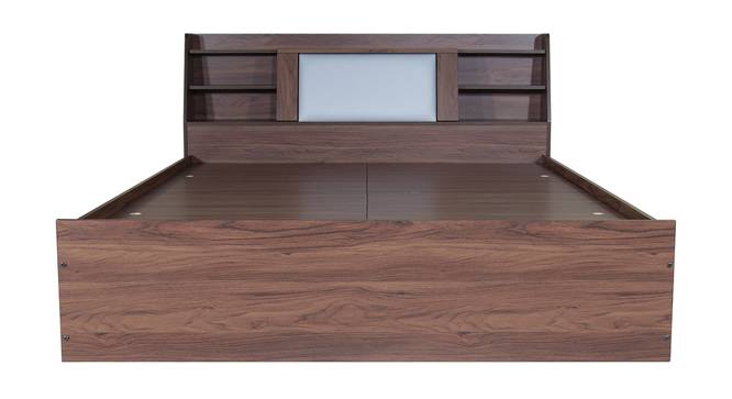 Lavish Center Queen Engineered Wood Bed Design 8 (Walnut Finish, Queen Bed Size, Light Grey, Box Storage Type) by Urban Ladder - Ground View Design 1 - 872052
