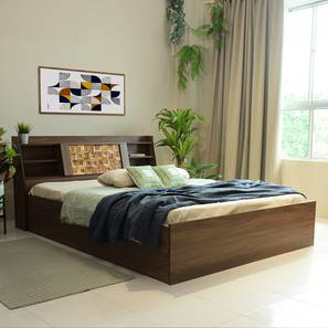 Direct Factory To Home Symphoney Design Timber Engineered Wood Queen Size Box Storage Upholstered Bed in Walnut Finish