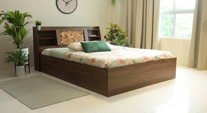 Timber Queen Engineered Wood Bed Design 9 (Walnut Finish, Brown, Queen Bed Size, Box Storage Type) by Urban Ladder - Front View Design 1 - 872105