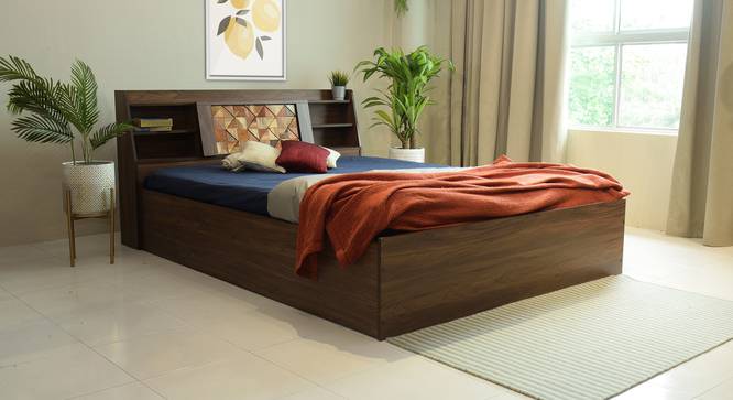 Timber Queen Engineered Wood Bed Design 10 (Walnut Finish, Brown, Queen Bed Size, Box Storage Type) by Urban Ladder - Front View Design 1 - 872106