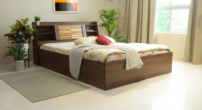 Timber Queen Engineered Wood Bed Design 11 (Walnut Finish, Brown, Queen Bed Size, Box Storage Type) by Urban Ladder - Front View Design 1 - 872107