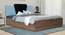 Nadi Engineered Wood Bed With Premium Leatherette Fabric And Box Storage - Queen Engineered Wood Bed (Walnut Finish, Queen Bed Size, Box Storage Type, Blue & Black) by Urban Ladder - Front View Design 1 - 872111