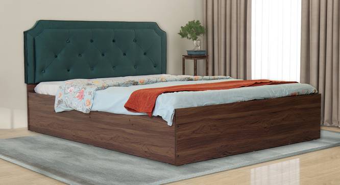 Citta Engineered Wood Bed With Premium Leatherette Fabric And Box Storage - Queen Engineered Wood Bed (Walnut Finish, Green, Queen Bed Size, Box Storage Type) by Urban Ladder - Front View Design 1 - 872112