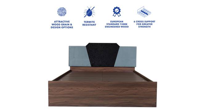 Nadi Engineered Wood Bed With Premium Leatherette Fabric And Box Storage - Queen Engineered Wood Bed (Walnut Finish, Queen Bed Size, Box Storage Type, Blue & Black) by Urban Ladder - Design 1 Side View - 872121