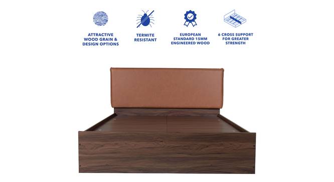 Namah Engineered Wood Bed With Premium Leatherette Fabric And Box Storage - Queen Engineered Wood Bed (Walnut Finish, Tan, Queen Bed Size, Box Storage Type) by Urban Ladder - Design 1 Side View - 872123
