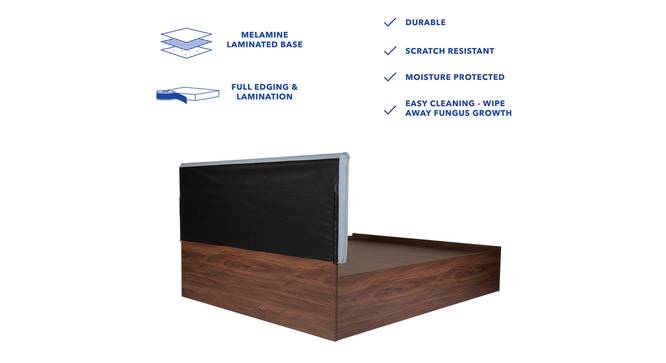 Prana Engineered Wood Bed With Premium Leatherette Fabric And Box Storage - Queen Engineered Wood Bed (Walnut Finish, Queen Bed Size, Box Storage Type, Charcoal) by Urban Ladder - Ground View Design 1 - 872149