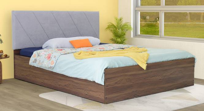 Sutra Engineered Wood Bed With Premium Leatherette Fabric And Box Storage - Queen Engineered Wood Bed (Walnut Finish, Grey, Queen Bed Size, Box Storage Type) by Urban Ladder - Front View Design 1 - 872172