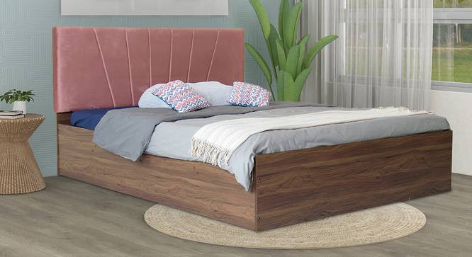 Viveka Engineered Wood Bed With Premium Leatherette Fabric And Box Storage - Queen Engineered Wood Bed (Walnut Finish, Queen Bed Size, Box Storage Type, Dusty Rose) by Urban Ladder - Front View Design 1 - 872175