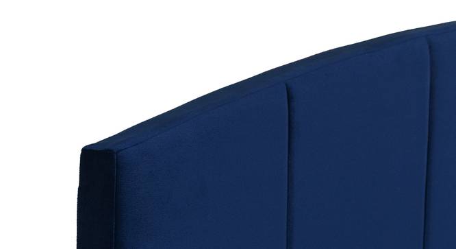 Satya Engineered Wood Bed With Premium Leatherette Fabric And Box Storage - Queen Engineered Wood Bed (Walnut Finish, Blue, Queen Bed Size, Box Storage Type) by Urban Ladder - Design 1 Side View - 872185