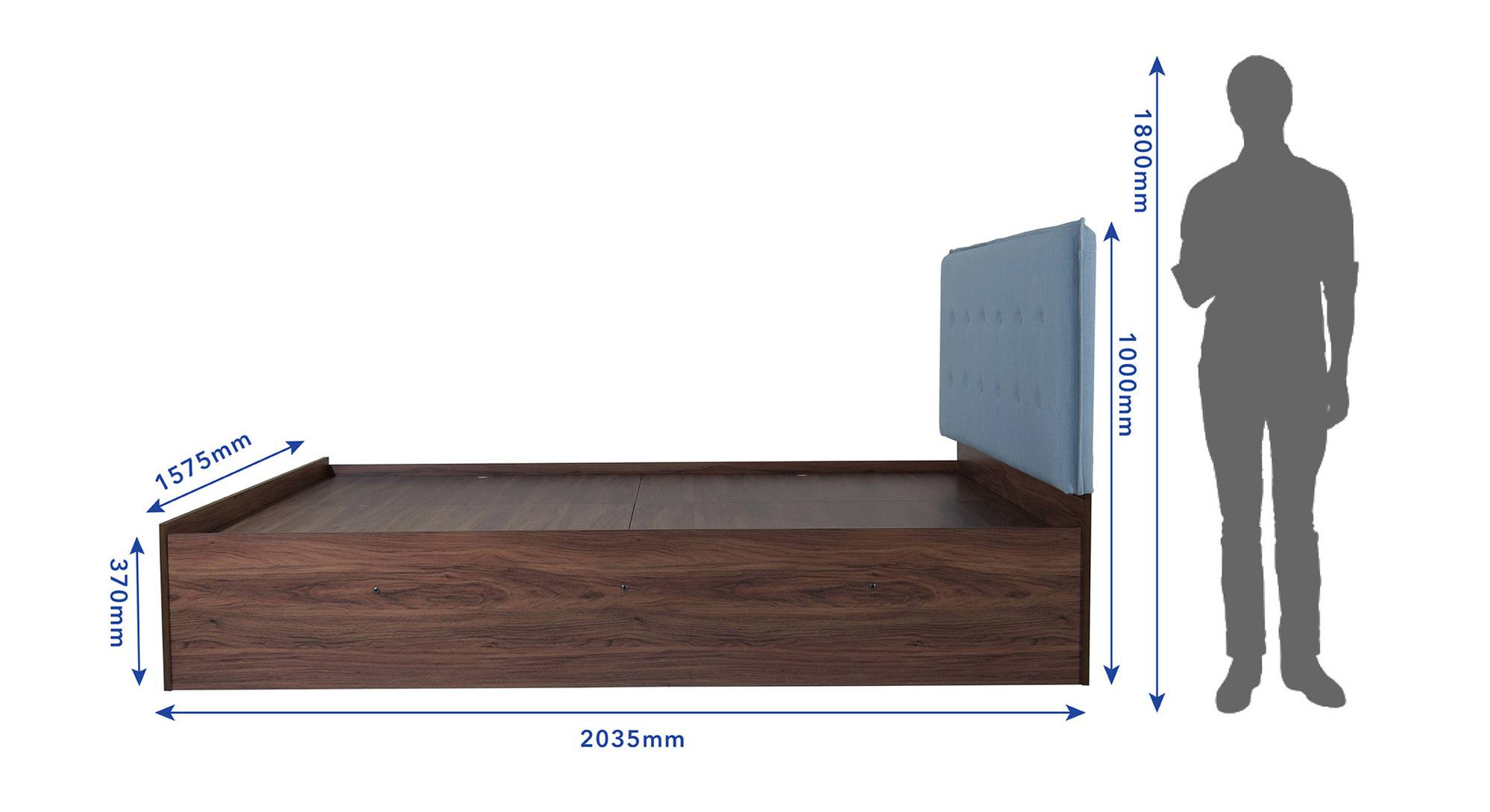 Mudra Engineered Wood Queen Size Box Storage Upholstered Bed in Walnut