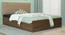 Bakhti Engineered Wood Bed With Premium Leatherette Fabric And Box Storage - Queen Engineered Wood Bed (Walnut Finish, Queen Bed Size, Beige, Box Storage Type) by Urban Ladder - Front View Design 1 - 872249