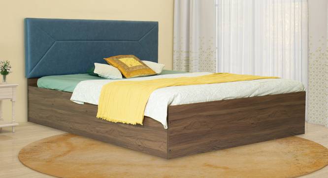 Niyama Engineered Wood Bed With Premium Leatherette Fabric And Box Storage - Queen Engineered Wood Bed (Walnut Finish, Blue, Queen Bed Size, Box Storage Type) by Urban Ladder - Front View Design 1 - 872250