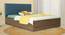 Niyama Engineered Wood Bed With Premium Leatherette Fabric And Box Storage - Queen Engineered Wood Bed (Walnut Finish, Blue, Queen Bed Size, Box Storage Type) by Urban Ladder - Front View Design 1 - 872250