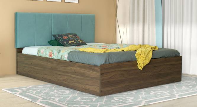 Yantra Engineered Wood Bed With Premium Leatherette Fabric And Box Storage - Queen Engineered Wood Bed (Walnut Finish, Queen Bed Size, Box Storage Type, Mint Green) by Urban Ladder - Front View Design 1 - 872251
