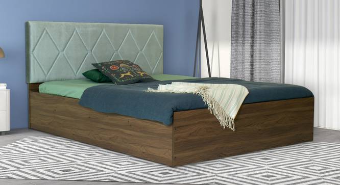 Kundalini Engineered Wood Bed With Premium Leatherette Fabric And Box Storage - Queen Engineered Wood Bed (Walnut Finish, Queen Bed Size, Silver, Box Storage Type) by Urban Ladder - Front View Design 1 - 872252