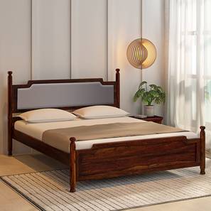 All Beds In North Goa Design Domino Solid Wood King Size Non Storage Bed in Provincial Teak Finish