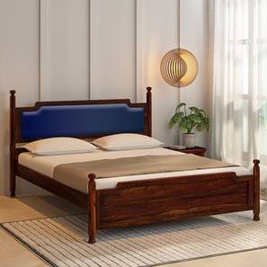 globally indian Domino Solid Wood Queen Size Non Storage Bed in Provincial Teak Finish-picture-14