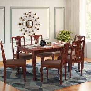 Dining Tables And Chairs Design Kade Solid Wood 6 Seater Dining Table in Brown Finish