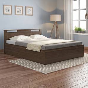 Double Bed Design Pavis Engineered Wood Queen Size Box Storage Bed in Californian Walnut Finish