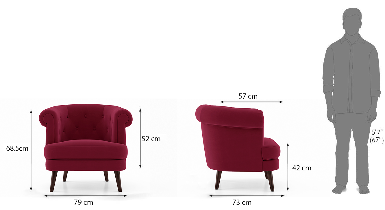 Bardor lounge chair fuschia red velvet 9