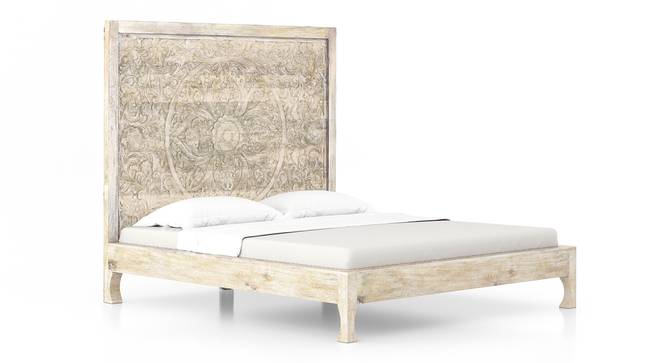 Anokhi Solid Wood Bed - Finish - Rustic white (King Bed Size, Rustic White Finish) by Urban Ladder - - 