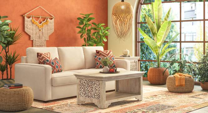 Anokhi Coffee Table -Finish - Rustic white (Rustic White Finish) by Urban Ladder - - 