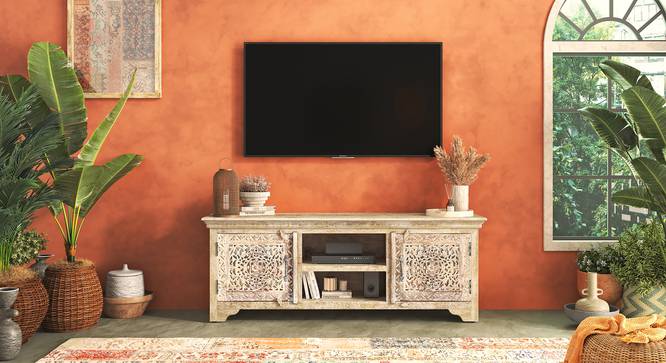 Anokhi T.V Cabinet -Finish -Rustic white (Rustic White Finish) by Urban Ladder - - 
