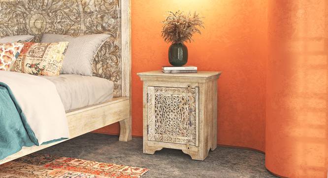 Anokhi Bed Side Table -Finish - Rustic white (Rustic White Finish) by Urban Ladder - - 