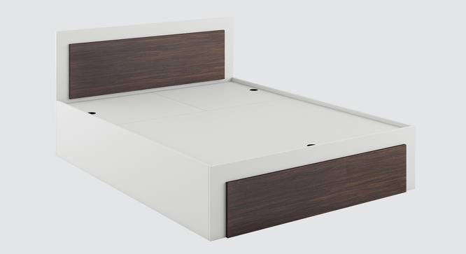 Dimora Queen Bed with Hydraulic Storage In Choco Walnut Finish (Queen Bed Size, Box Storage Type, Frosty White Finish) by Urban Ladder - Design 1 Side View - 880654