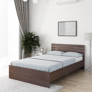 Double Beds Without Storage Design Asher Engineered Wood Double Size Bed in Choco Walnut Finish