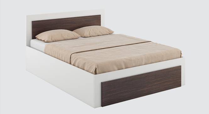 Dimora Queen Bed with Hydraulic Storage In Choco Walnut Finish (Queen Bed Size, Box Storage Type, Frosty White Finish) by Urban Ladder - Front View Design 1 - 880751