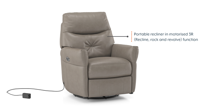 Mohave Leather Recliner (Grey, One Seater) by Urban Ladder - - 880766