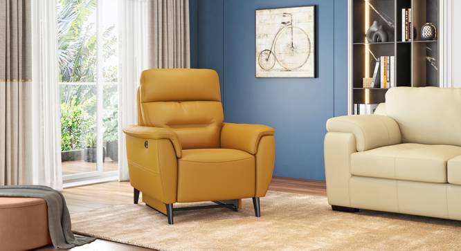 Maurice Leather Recliner (Yellow, One Seater) by Urban Ladder - - 880786