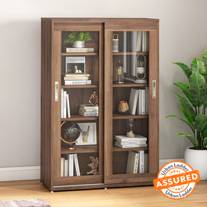 Closed Storage Bookshelves Design Elliot Engineered Wood Bookshelf in Classic Walnut
