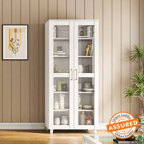 Closed Storage Bookshelves Design Paige Engineered Wood Bookshelf in Frosty White