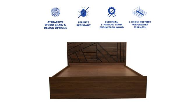 Hera Solidwood Headbord With Box Storage - Queen Engineered Wood Bed (Walnut Finish, Brown, Queen Bed Size, Box Storage Type) by Urban Ladder - - 