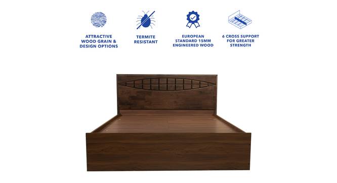 Muses Solidwood Headbord With Box Storage - Queen Engineered Wood Bed (Walnut Finish, Brown, Queen Bed Size, Box Storage Type) by Urban Ladder - - 