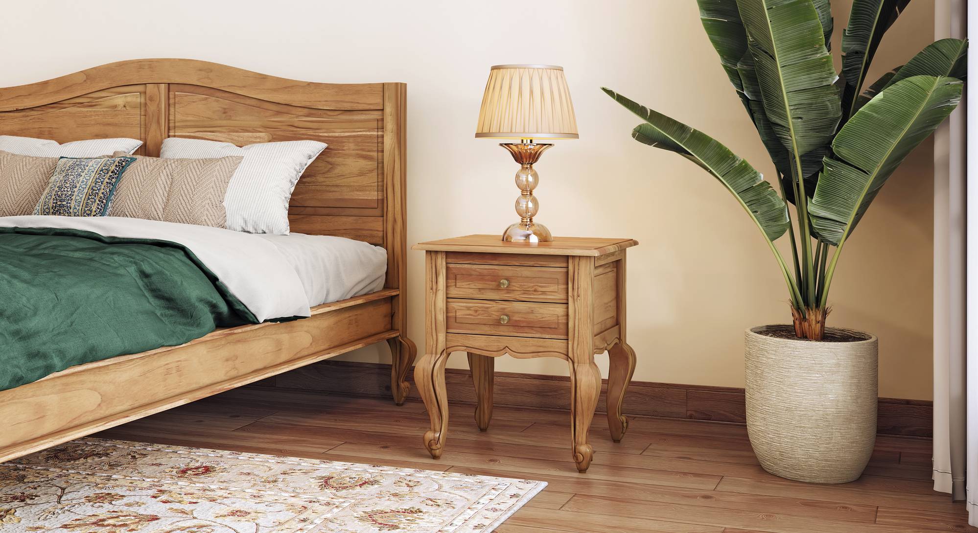 Taahira Teak Wood Bedside Table Urban Ladder