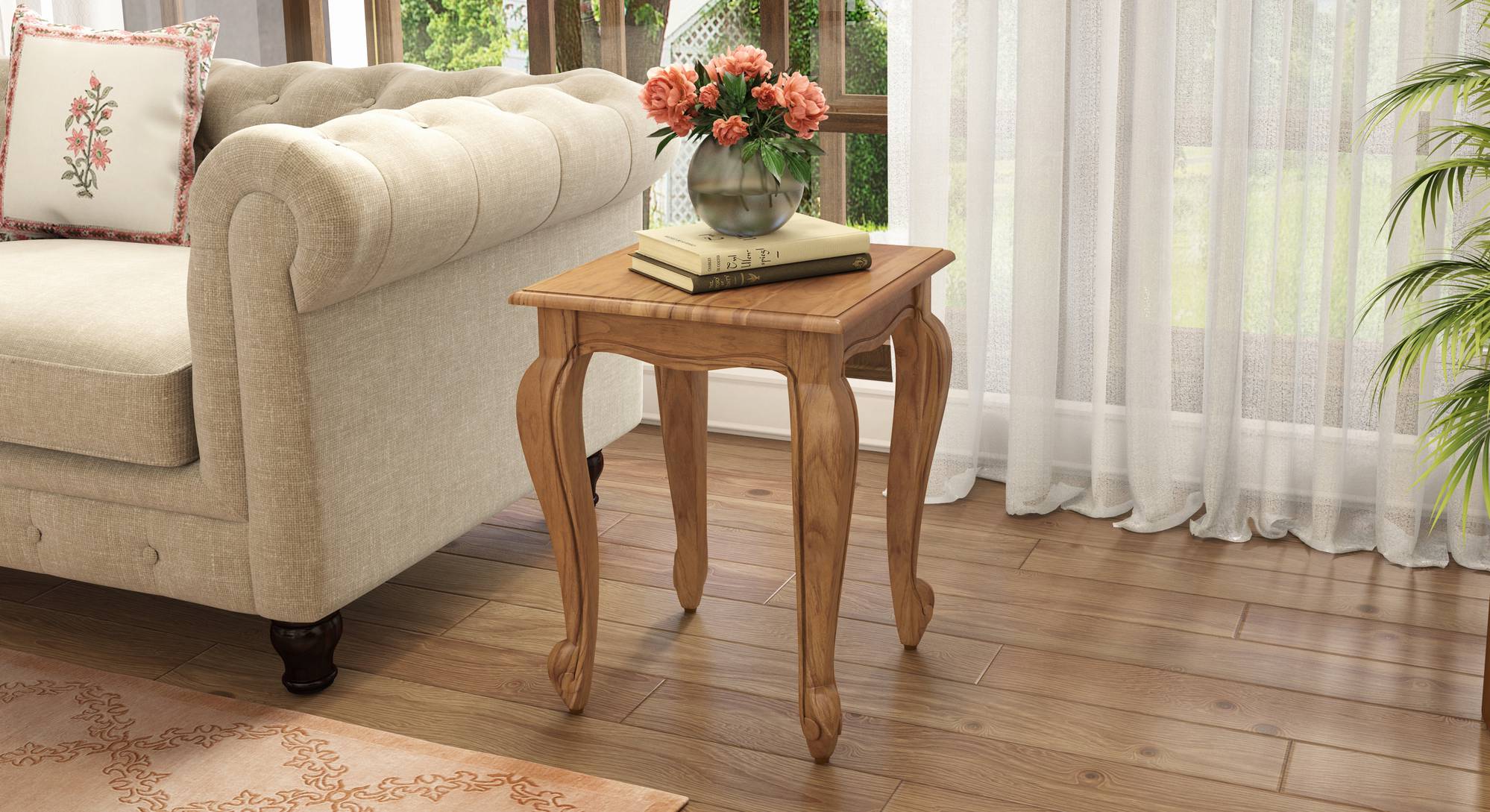 Taahira Teak Wood Side Table Urban Ladder