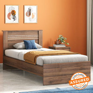 Single Beds Without Storage Design Davis Engineered Wood Single Size Non Storage Bed in Classic Walnut Finish