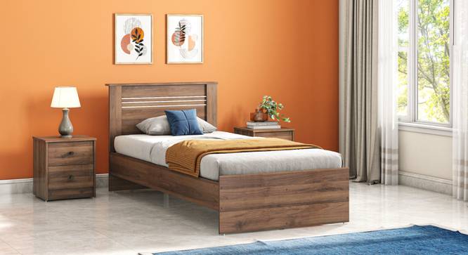 Davis Engineered Wood Non Storage Bed (Single Bed Size, Classic Walnut Finish) by Urban Ladder - - 