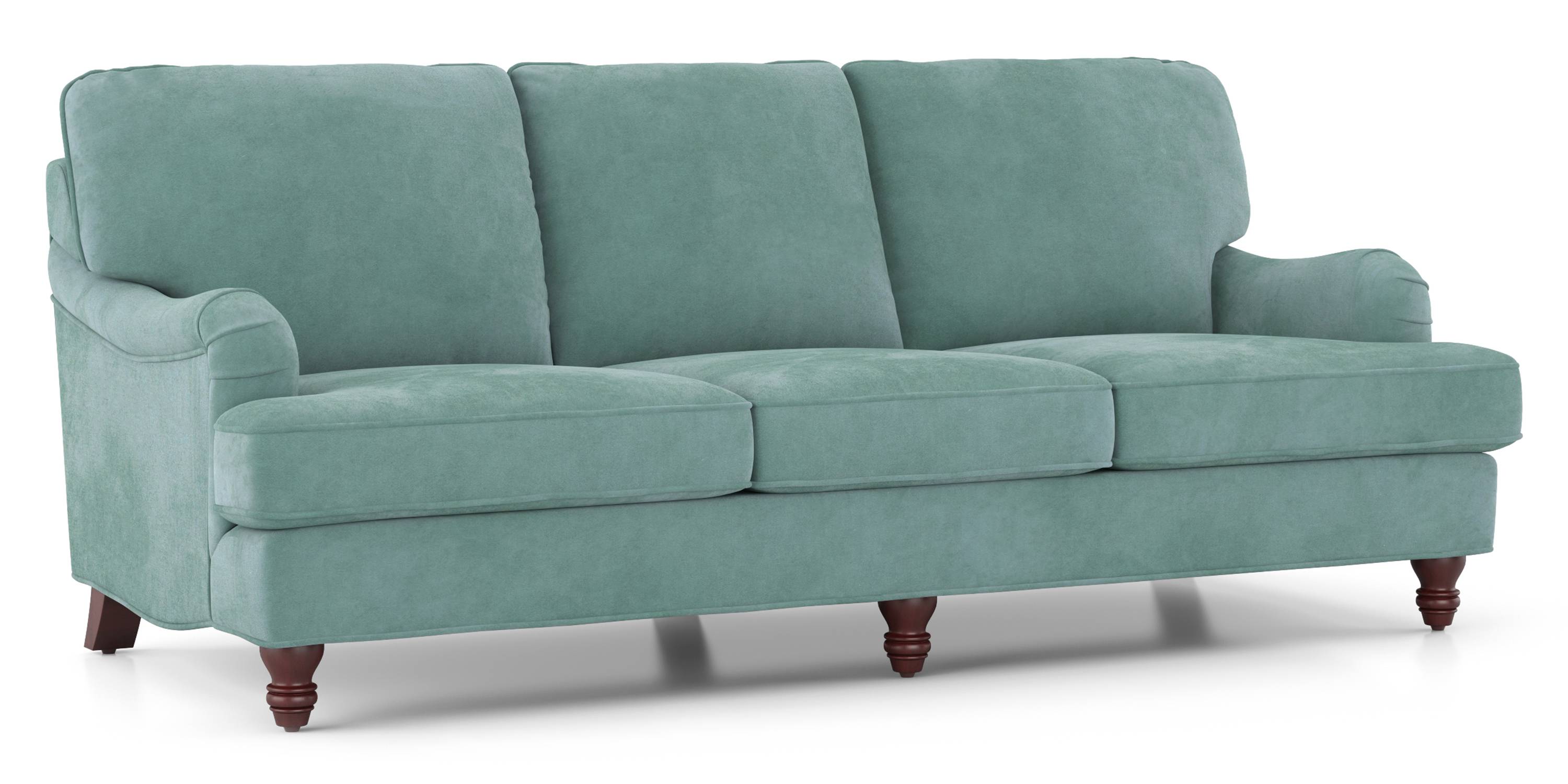 Ophelia Fabric Sofa (Dusty Turquoise Velvet) (3-seater Custom Set - Sofas, None Standard Set - Sofas, Fabric Sofa Material, Regular Sofa Size, Regular Sofa Type, Dusty Turquoise Velvet) by Urban Ladder - - 882079