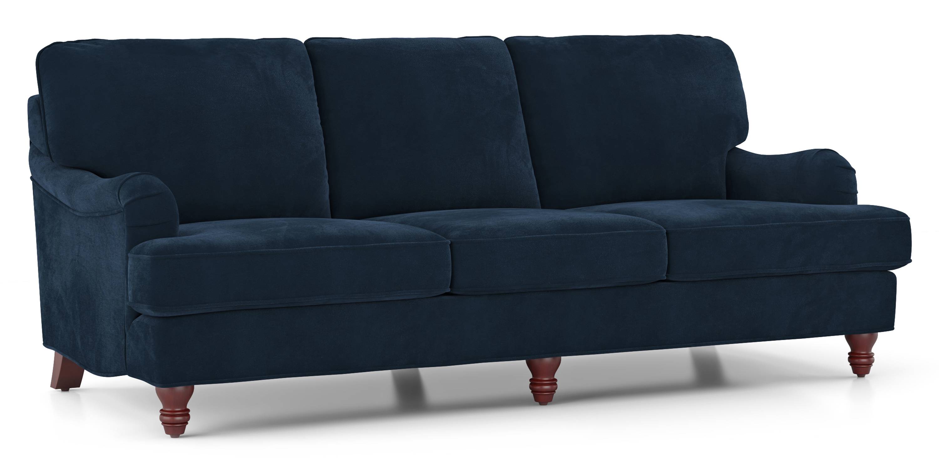 Ophelia Fabric Sofa (Seaport Blue Velvet) (3-seater Custom Set - Sofas, None Standard Set - Sofas, Fabric Sofa Material, Regular Sofa Size, Regular Sofa Type, Sea Port Blue Velvet) by Urban Ladder - - 882101