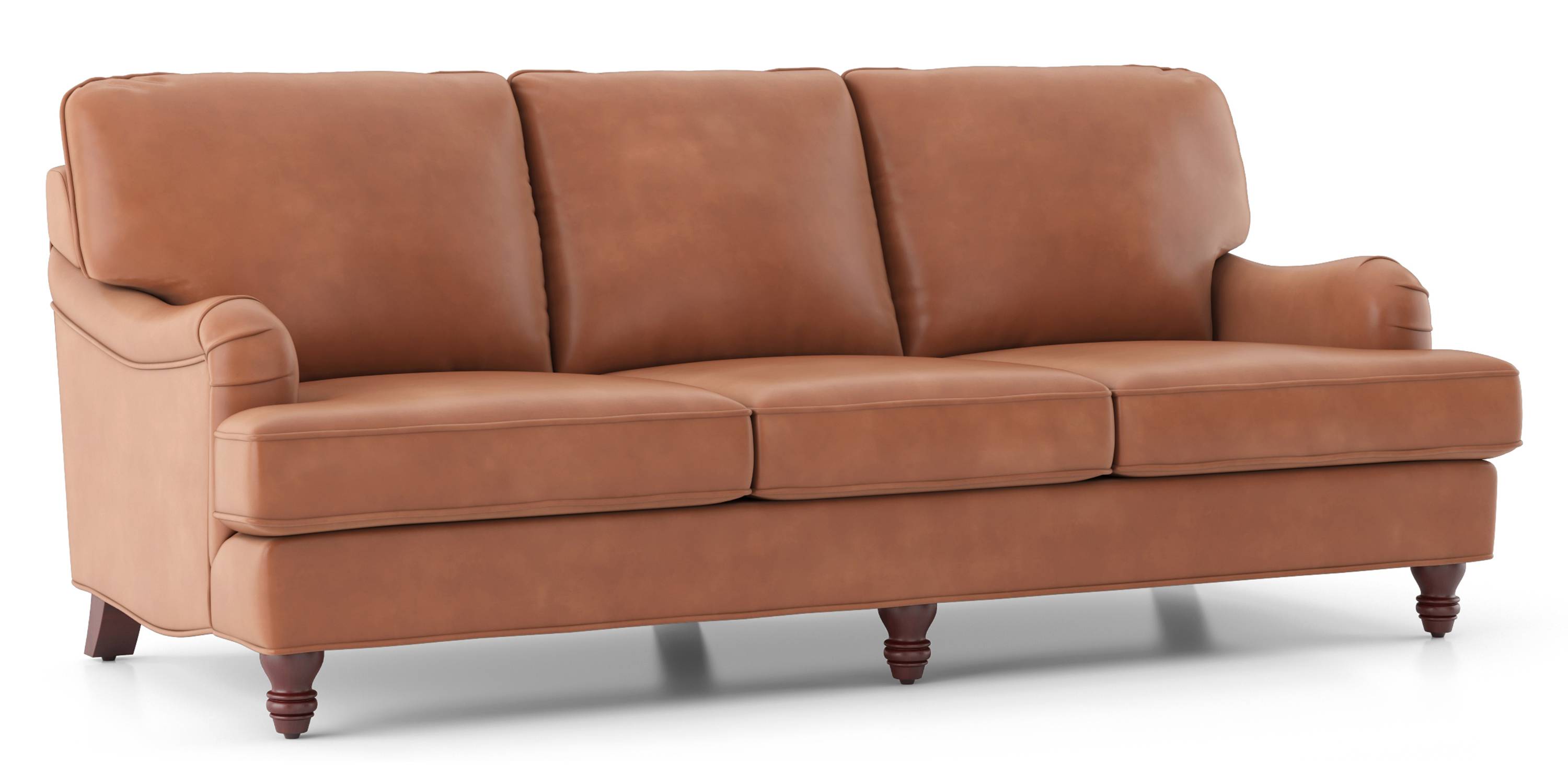 Ophelia Leatherette Sofa (Tan Leatherette) (3-seater Custom Set - Sofas, None Standard Set - Sofas, Leatherette Sofa Material, Regular Sofa Size, Regular Sofa Type, Tan Leatherette) by Urban Ladder - - 882112