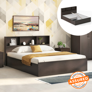 Beds And Mattresses On Discount Design Jasper Engineered Wood Queen Size Box Storage Bed in Dark Wenge Finish