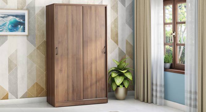 Jaden Engineered Wood 2 Door Sliding Wardrobe Without Mirror In Classic Walnut Finish (Classic Walnut Finish) by Urban Ladder - - 