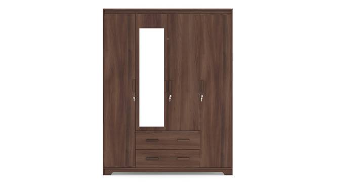 Hilton 4 Door Wardrobe (2 Drawer Configuration, With Mirror, With Lock, Chestnut Acacia Finish) by Urban Ladder - Ground View Design 1 - 882314