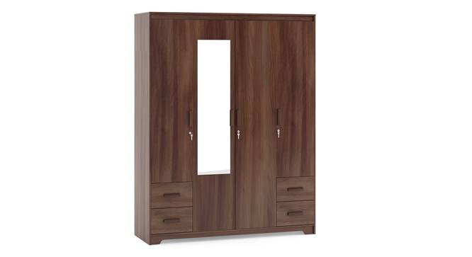 Hilton 4 Door Wardrobe (With Mirror, 4 Drawer Configuration, With Lock, Chestnut Acacia Finish) by Urban Ladder - Ground View Design 1 - 882315