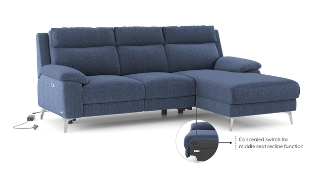 Emila Sectional Recliner (Blue, Right Aligned, Three Seater) by Urban Ladder - - 